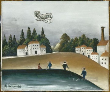  primitivism art painting - the fishermen and the biplane 1908 Henri Rousseau Post Impressionism Naive Primitivism